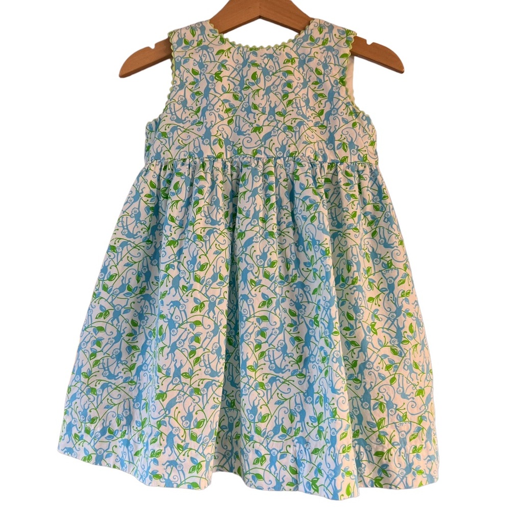 Lilly Pulitzer Girls Green and Blue Floral Cotton Dress